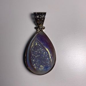 Druzy pendant. Sterling silver. Tried to get that stamp on video.